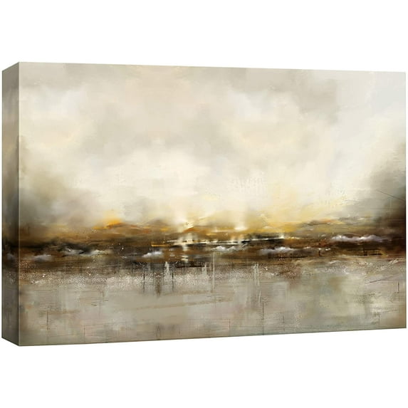 wall26 Canvas Print Wall Art Abstract Yellow Foggy Sea Landscape Nature Shapes Watercolor Modern Art Rustic Scenic Relax/Calm Multicolor Ultra for Living Room, Bedroom, Office - 16"x24"