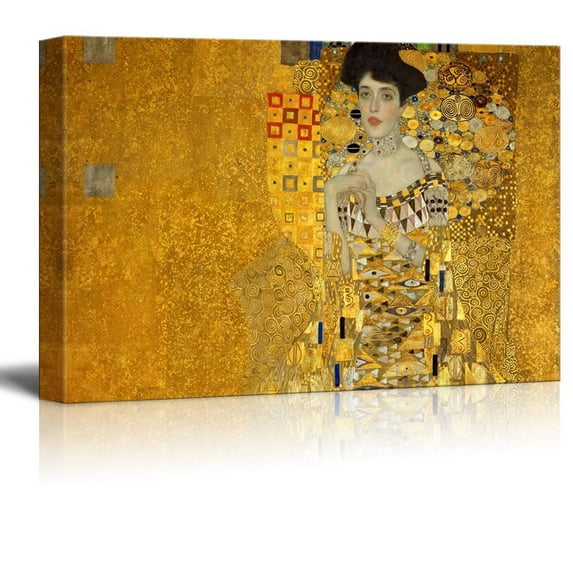 wall26 Canvas Print Wall Art Adele Bloch-Bauer I by Gustav Klimt Nature Abstract Oil Painting Fine Art Traditional Scenic Colorful Ultra for Living Room, Bedroom, Office - 24"x36"