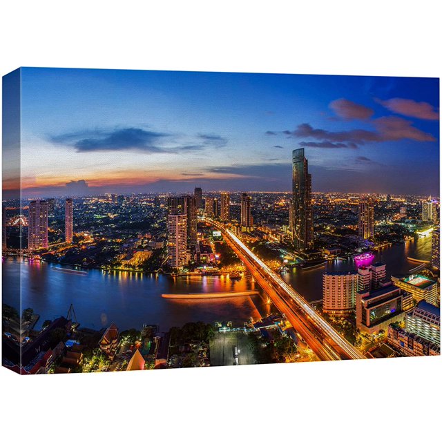 wall26 Canvas Print Wall Art Aerial View Dusk Sunset Thailand