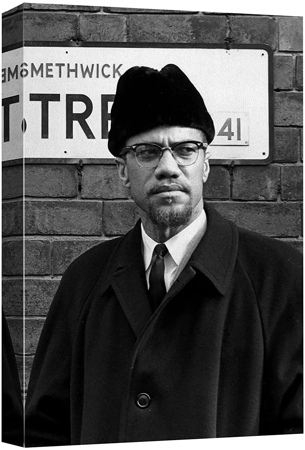 wall26 Canvas Print Wall Art African American Black & White Malcolm X