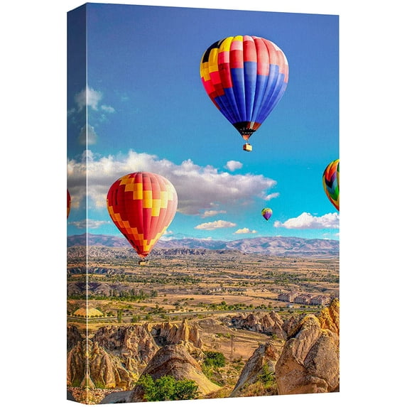 wall26 Canvas Print Wall Art Arizona Hot Air Balloon Summer Landscape Nature Wilderness Photography Realism Decorative Landscape Relax/Calm Zen Multicolor for Living Room, Bedroom, Office - 16"x