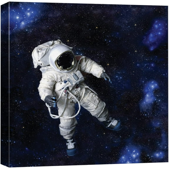 wall26 Canvas Print Wall Art Astronaut Floats in Blue Starry Nebula Galaxy Astronomy &amp; Space Sky Digital Art Modern Art Global Scenic Colorful Multicolor for Living Room, Bedroom, Office - 12&quo