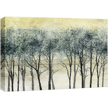 wall26 Canvas Print Wall Art Autumn Gold Sky Green Spring Forest Tree Landscape Nature Wilderness Illustrations Modern Art Rustic Relax/Calm Multicolor for Living Room, Bedroom, Office - 16&quot;x24&