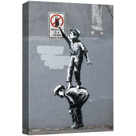 wall26 Canvas Print Wall Art Banksy British Artist 1800s Kids Graffiti is a Crime Graffiti & Street Art Urban Illustrations Modern Art Scenic for Living Room, Bedroom, Office - 32"x48"