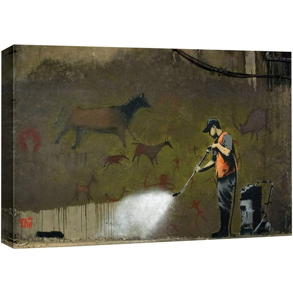 wall26 Canvas Print Wall Art Banksy British Artist Wall Wash Lascaux French Horse Cave Graffiti & Street Art Urban Illustrations Modern Art for Living Room, Bedroom, Office - 12"x18"