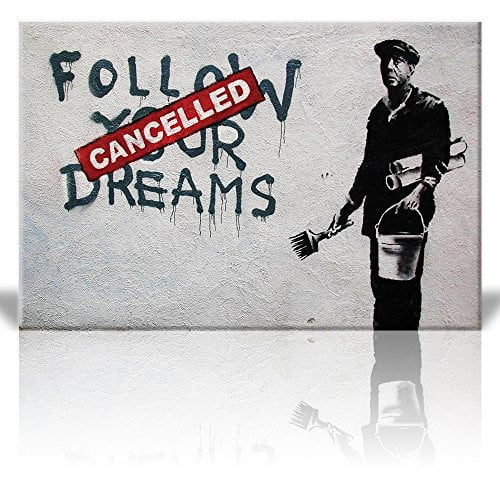 wall26 Canvas Print Wall Art Banksy Cancelled Follow Your Dreams Graffiti & Street Art Pop Culture Illustrations Pop Art Bohemian Multicolor Dark for Living Room, Bedroom, Office - 24"x36&qu