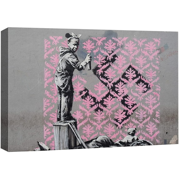 wall26 Canvas Print Wall Art Banksy England United Kingdom Woman Spray Painting Graffiti & Street Art Cities Photography Modern Art Boho Edgy for Living Room, Bedroom, Office - 12"x18"