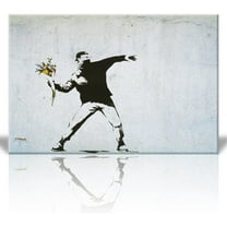 wall26 - Canvas Print Wall Art - Banksy Street Artwork on Canvas Stretched Gallery Wrap. Ready to Hang (12" x 18", Rage The Flower Thrower)