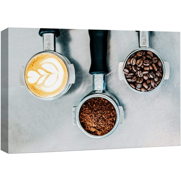 wall26 Canvas Print Wall Art Barista Espresso Coffee Grounds Beans Food &amp; Cooking Kitchen Photography Realism Decorative Scenic Rustic Zen Calm Colorful for Living Room, Bedroom, Office - 12&quot