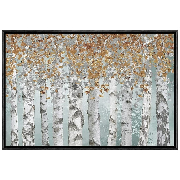 wall26 Canvas Print Wall Art Birch Tree Forest Collage with Brown Leaves Nature Wilderness Mixed Media Modern Art Rustic Landscape Relax/Calm for Living Room, Bedroom, Office - 16"x24" Blac