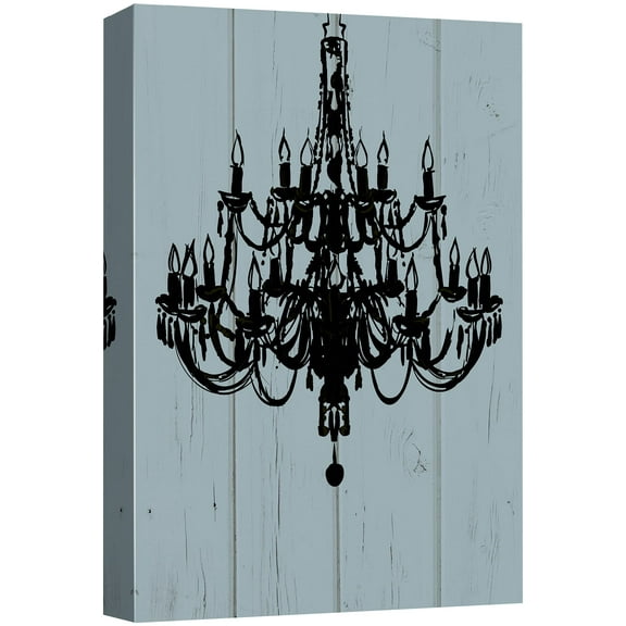 wall26 Canvas Print Wall Art Black Chandelier Silhouette on Wood Panels Decorative Lights Digital Art Modern Art Chic Relax/Calm Multicolor for Living Room, Bedroom, Office - 12"x18"