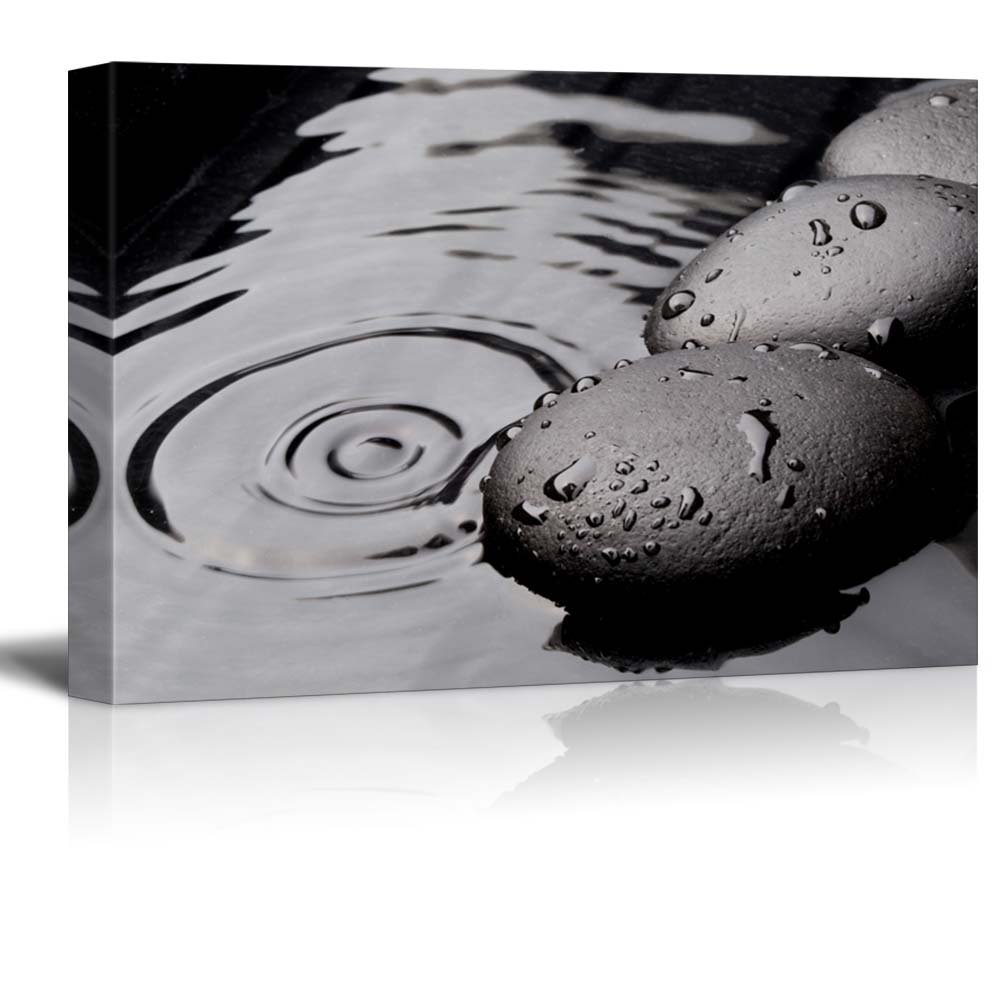 wall26 Canvas Print Wall Art Black Rocks with Ripples in The Water ...
