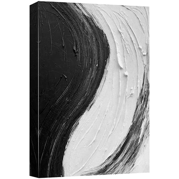 wall26 Canvas Print Wall Art Black White Detailed Paint Stroke Collage Abstract Shapes Illustrations Modern Art Decorative Minimal Relax/Calm Zen for Living Room, Bedroom, Office - 24x36 inches