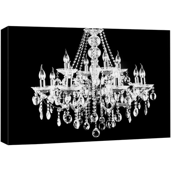 wall26 Canvas Print Wall Art Black & White Chandelier Silhouette Decorative Lights Digital Art Modern Art Chic Relax/Calm Multicolor for Living Room, Bedroom, Office - 24"x36"