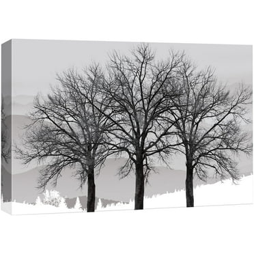 wall26 Canvas Print Wall Art Black &amp; White Forest Tree Silhouettes Nature Wilderness Photography Modern Art Rustic Scenic Colorful Multicolor for Living Room, Bedroom, Office - 24&quot;x36&quot;
