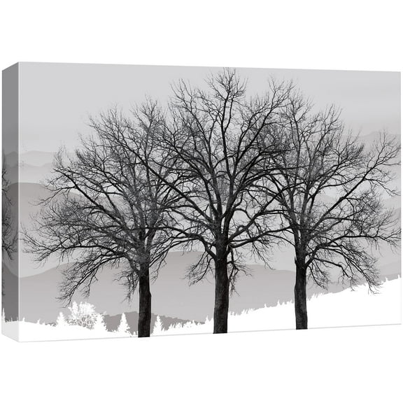 wall26 Canvas Print Wall Art Black &amp; White Forest Tree Silhouettes Nature Wilderness Photography Modern Art Rustic Scenic Colorful Multicolor for Living Room, Bedroom, Office - 24&quot;x36&quot;