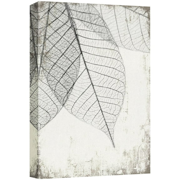 wall26 Canvas Print Wall Art Black &amp; White Grunge Transparent Leaf Collage Nature Plants Digital Art Modern Art Rustic Dramatic Dark Duotone for Living Room, Bedroom, Office - 24"x36"