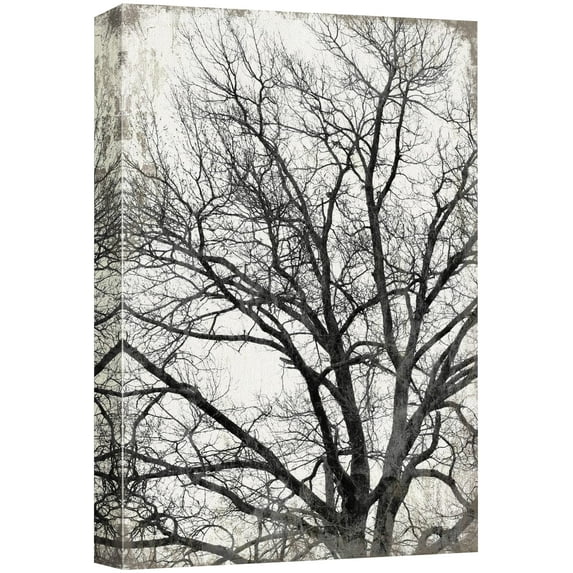 wall26 Canvas Print Wall Art Black & White Industrial Tree Silhouette Nature Plants Digital Art Modern Art Rustic Dramatic Dark Duotone for Living Room, Bedroom, Office - 24"x36"
