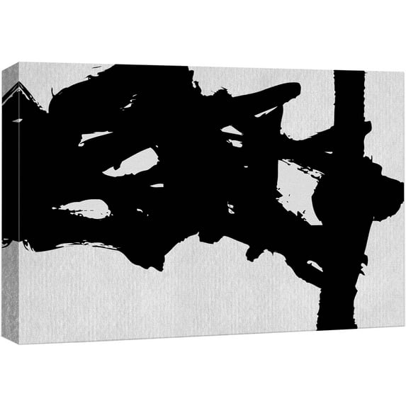 wall26 Canvas Print Wall Art Black &amp; White Ink Brush Strokes Abstract Shapes Illustrations Modern Art Decorative Elements Colorful Multicolor for Living Room, Bedroom, Office - 16"x24"