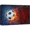 thumbnail image 1 of wall26 Canvas Print Wall Art Blazing Soccer Ball Smashes Glass Sports Athletes Photography Realism Contemporary Scenic Urban Multicolor Ultra for Living Room, Bedroom, Office - 12"x18", 1 of 5