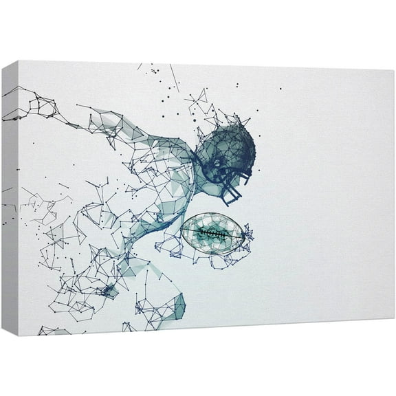 wall26 Canvas Print Wall Art Blue Geometric Line Polygon Football Player Sports Athletes Digital Art Modern Art Rustic Scenic Urban Exercise Colorful for Living Room, Bedroom, Office - 24"x36&qu