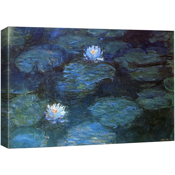 wall26 Canvas Print Wall Art Blue Pastel Water Lily Flowers Claude Monet Nature Illustrations Fine Art Decorative Landscape Multicolor Wilderness Rustic for Living Room, Bedroom, Office - 32"x48