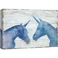 thumbnail image 1 of wall26 Canvas Print Wall Art Blue Unicorn Duo on Vintage Wood Panels Fantasy &amp; Sci-Fi Animals Illustrations Modern Art Chic Scenic Relax/Calm Multicolor for Living Room, Bedroom, Office - 16&quot, 1 of 5