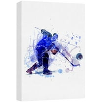 wall26 Canvas Print Wall Art Blue Watercolor Explosion Hockey Player Sports Athletes Digital Art Modern Art Rustic Scenic Urban Exercise Colorful for Living Room, Bedroom, Office - 16"x24"