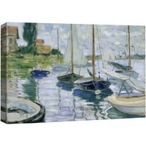 wall26 Canvas Print Wall Art Boats at Petit-Gennevilliers Claude Monet Nature Illustrations Fine Art Decorative Landscape Multicolor Wilderness Rustic for Living Room, Bedroom, Office - 24"x36&q