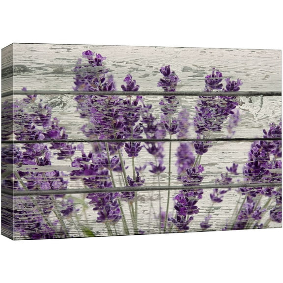 wall26 Canvas Print Wall Art Bouquet of Lavender Flowers on Wood Panels Floral Flower Photography Modern Art Rustic Scenic Relax/Calm Multicolor for Living Room, Bedroom, Office - 16"x24"