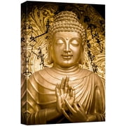 wall26 Canvas Print Wall Art Bronze Carved Buddhism Buddha State Portrait Nature Religious Photography Realism Decorative Yoga Multicolor Relax/Calm Zen for Living Room, Bedroom, Office - 24"x36
