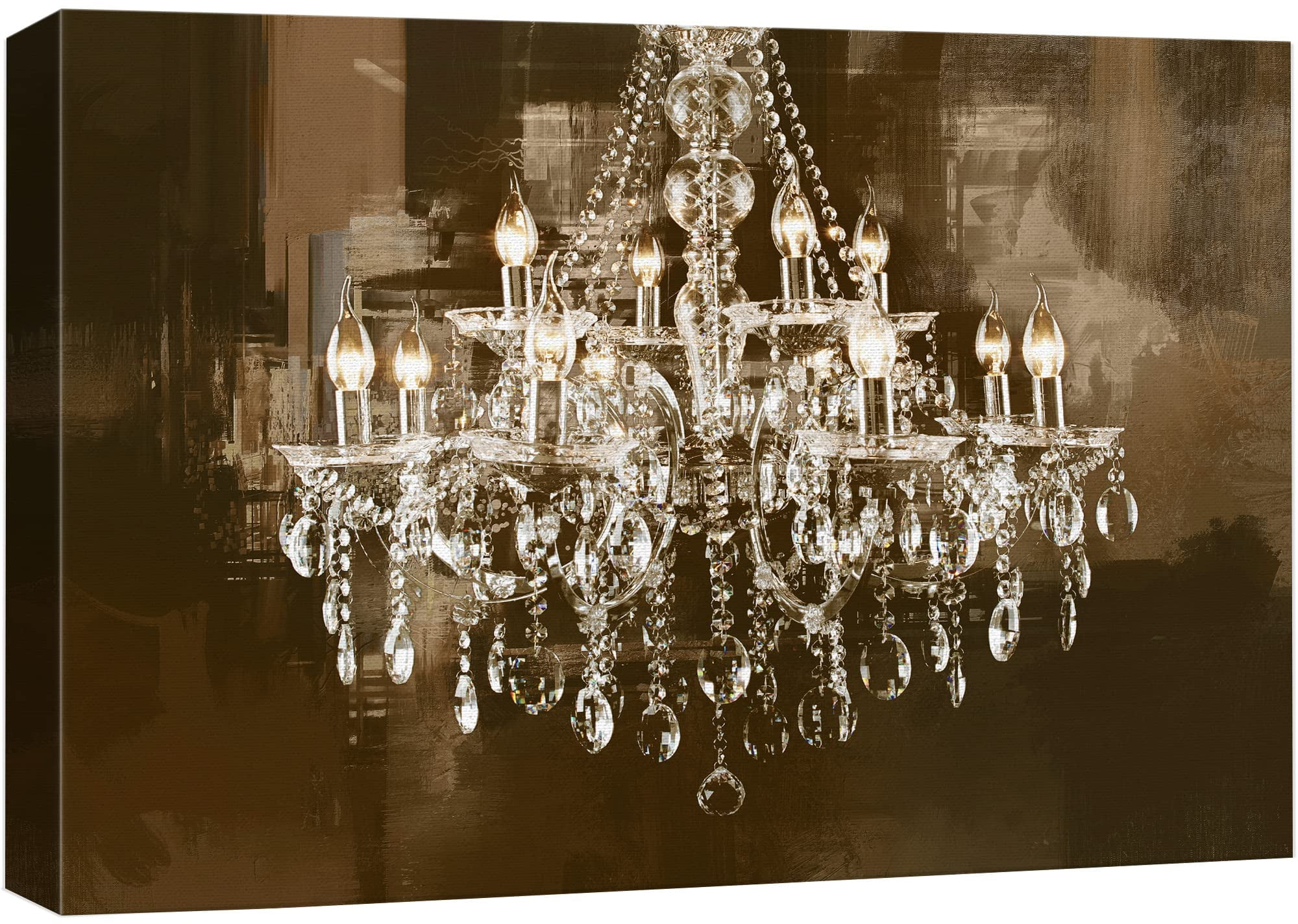 Brown Crystal Chandelier on Canvas Modern Wall Art