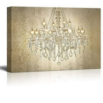wall26 Canvas Print Wall Art Brown Crystal Chandelier on Texture Background Decorative Lights Digital Art Modern Art Chic Relax/Calm Multicolor for Living Room, Bedroom, Office - 24"x36"
