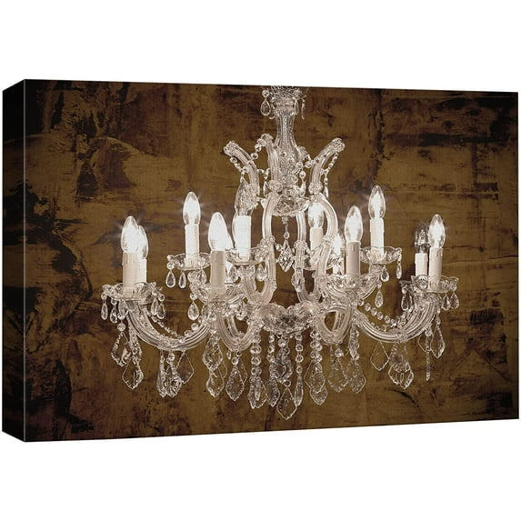 wall26 Canvas Print Wall Art Brown Grunge White Crystal Chandelier Decorative Lights Digital Art Realism Stylish Zen Chic Contemporary Boho Relax/Calm for Living Room, Bedroom, Office - 24"x36&q
