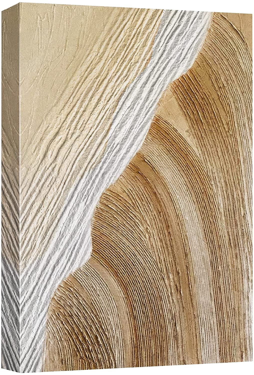 wall26 Canvas Print Wall Art Brown Tan Paint Stroke Wave Landscape ...