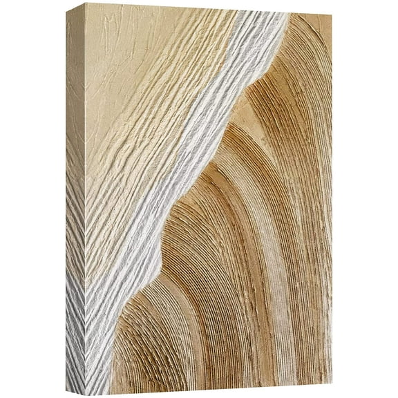 wall26 Canvas Print Wall Art Brown Tan Paint Stroke Wave Landscape Abstract Shapes Illustrations Modern Art Decorative Minimal Relax/Calm Zen for Living Room, Bedroom, Office - 12x18 inches