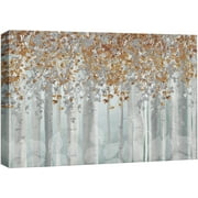 wall26 Canvas Print Wall Art Brown, White & Blue Birch Tree Forest Collage Nature Wilderness Mixed Media Modern Art Rustic Landscape Relax/Calm Multicolor for Living Room, Bedroom, Office - 32&qu