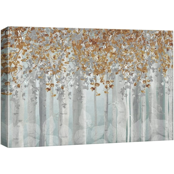 wall26 Canvas Print Wall Art Brown, White & Blue Birch Tree Forest Collage Nature Wilderness Mixed Media Modern Art Rustic Landscape Relax/Calm Multicolor for Living Room, Bedroom, Office - 12&qu