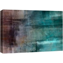 wall26 Canvas Print Wall Art Brown & Teal Paint Stroke Color Blocks Abstract Shapes Digital Art Modern Art Chic Scenic Colorful Multicolor Dark for Living Room, Bedroom, Office - 16"x24&quot