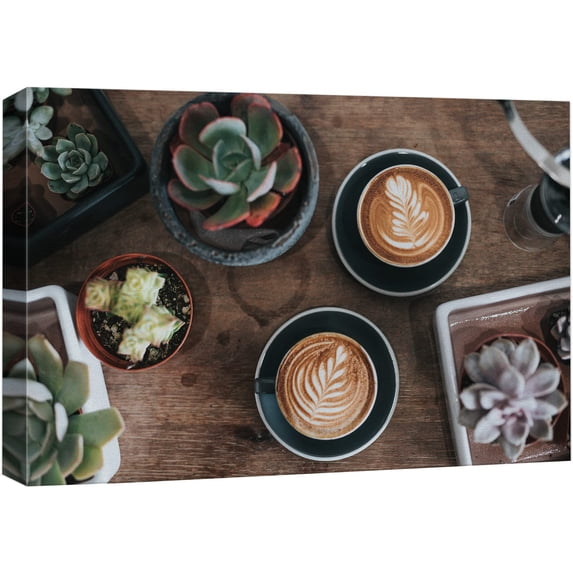 wall26 Canvas Print Wall Art Cafe au Lait with Southwestern Succulents Fruit Food Photography Realism Chic Scenic Colorful Multicolor Ultra for Living Room, Bedroom, Office - 32"x48"
