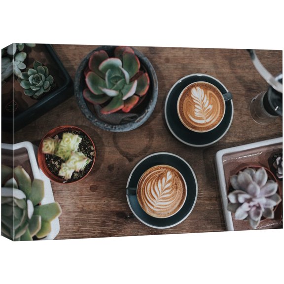 wall26 Canvas Print Wall Art Cafe au Lait with Southwestern Succulents Fruit Food Photography Realism Chic Scenic Colorful Multicolor Ultra for Living Room, Bedroom, Office - 12"x18"