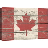wall26 Canvas Print Wall Art Canadian Flag on Vintage Retro Wood Panels Pop Culture Cultural Digital Art Modern Art Traditional Colorful for Living Room, Bedroom, Office - 12"x18"