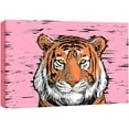 thumbnail image 1 of wall26 Canvas Print Wall Art Cartoon Style Tiger on Pink Background Graffiti &amp; Street Art Nature Illustrations Pop Art Animals Multicolor Dark for Living Room, Bedroom, Office - 32"x48", 1 of 5