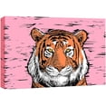 thumbnail image 1 of wall26 Canvas Print Wall Art Cartoon Style Tiger on Pink Background Graffiti &amp; Street Art Nature Illustrations Pop Art Animals Multicolor Dark for Living Room, Bedroom, Office - 16"x24", 1 of 5