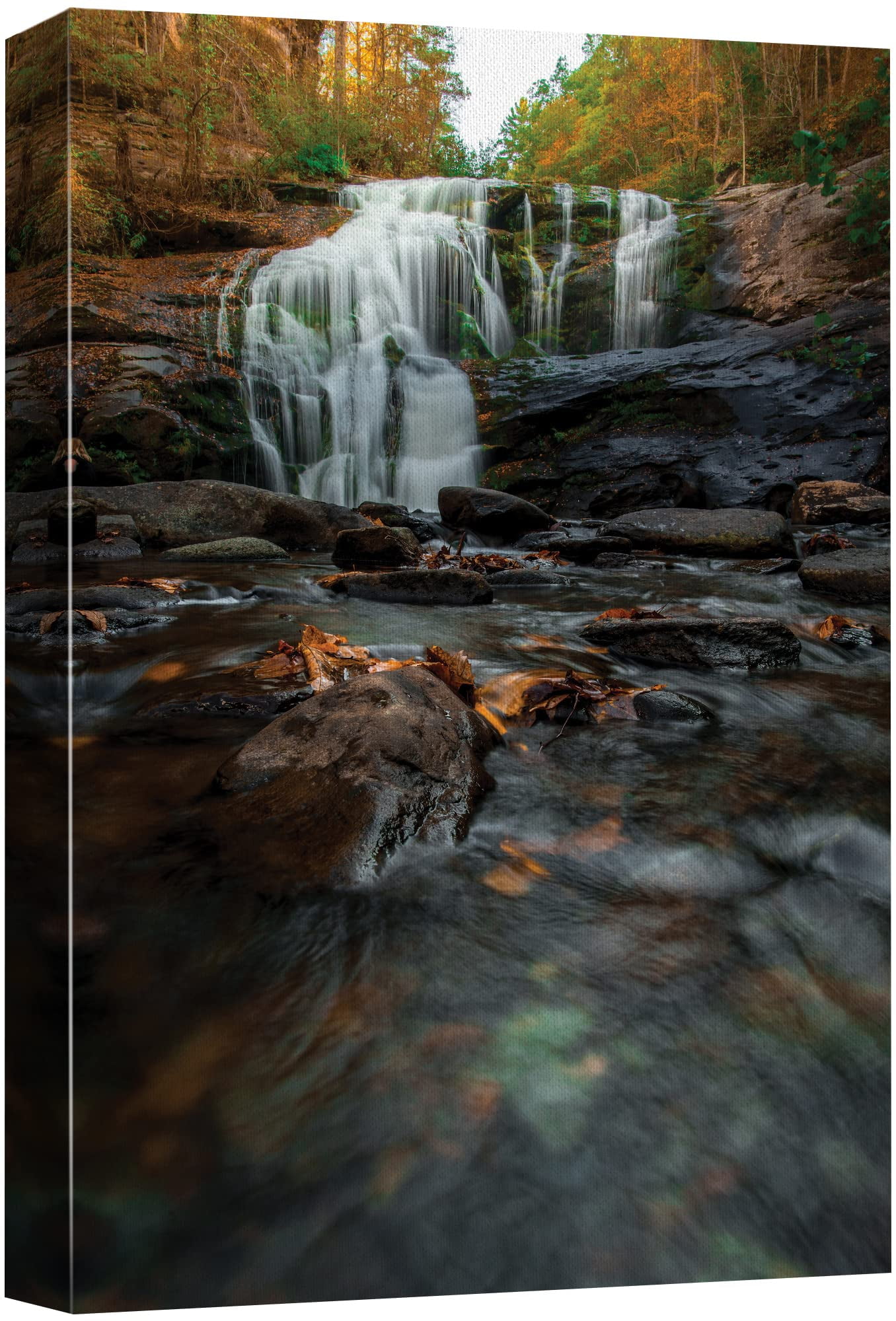 wall26 Canvas Print Wall Art Cascading Autumn Forest Waterfall Nature ...