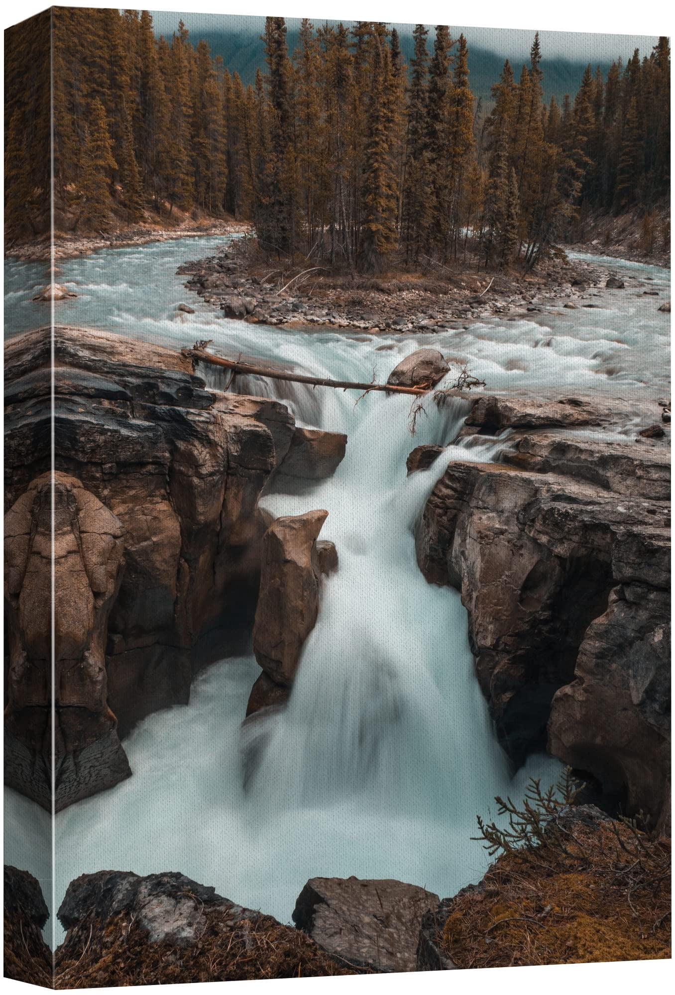 wall26 Canvas Print Wall Art Cascading Waterfall on Rocks in Forest ...