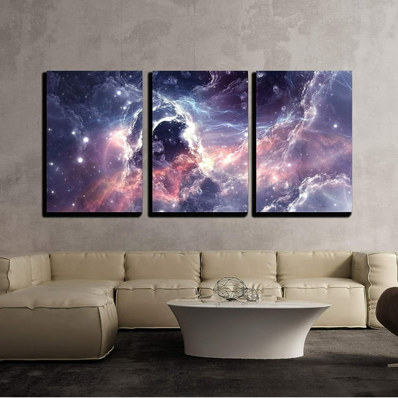 wall26 Canvas Print Wall Art Celestial Electric Star Nebula Galaxy Astronomy &amp; Space Sky Digital Art Realism Rustic Scenic Colorful Multicolor for Living Room, Bedroom, Office - 24"x36"