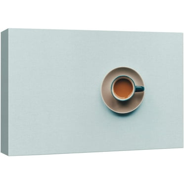 wall26 Canvas Print Wall Art Chic Cafe Espresso Coffee in Blue Cup Fruit Food Photography Realism Chic Scenic Colorful Multicolor Ultra for Living Room, Bedroom, Office - 12&quot;x18&quot;