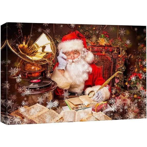 wall26 Canvas Print Wall Art Christmas Santa Claus Writing List Celebrations & Holidays Decorative Illustrations Modern Art Scenic Multicolor Warm for Living Room, Bedroom, Office - 24"x36"