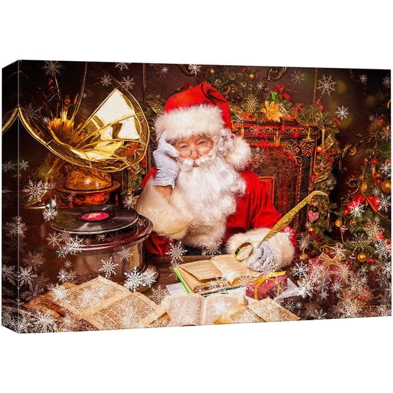 wall26 Canvas Print Wall Art Christmas Santa Claus Writing List Celebrations & Holidays Decorative Illustrations Modern Art Scenic Colorful Multicolor Warm for Living Room, Bedroom, Office - 12&q